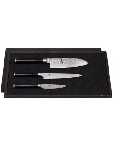 Estuche 3 cuchillos (Fileteador / Pelador / Santoku) KAI SHUN DMS-300