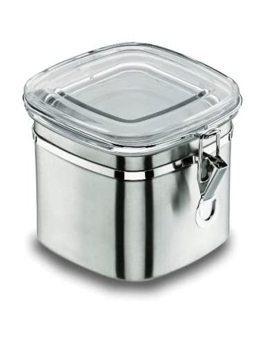 BOTE CUADRADO INOX C/TAPA 11x10,5CM 0,8L LACOR 62418